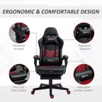 Chaise de gaming Okak High-Back avec appuie-tête, chaise d'ordinateur avec soutien lombaire et repose-pieds, chaise de bureau pour l'étude, salle de lecture
