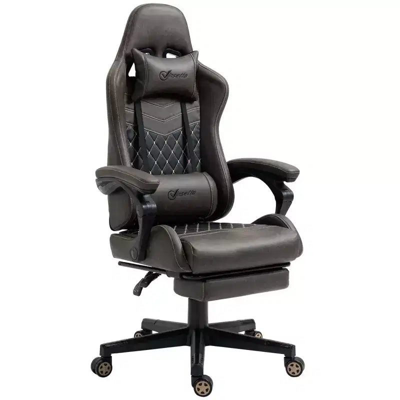 Chaise de gaming Okak High-Back avec appuie-tête, chaise d'ordinateur avec soutien lombaire et repose-pieds, chaise de bureau pour l'étude, salle de lecture