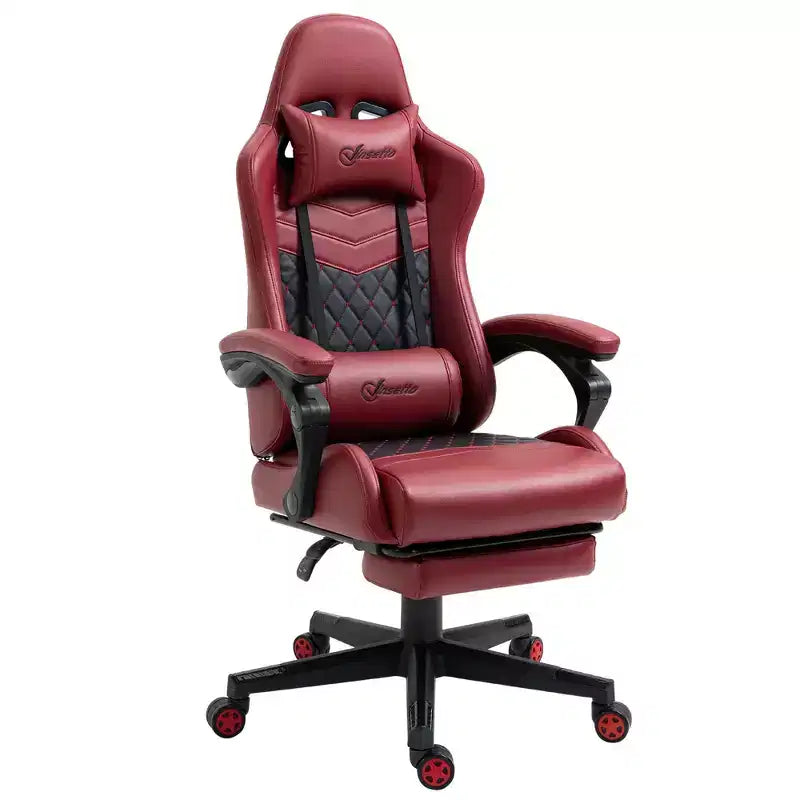 Chaise de gaming Okak High-Back avec appuie-tête, chaise d'ordinateur avec soutien lombaire et repose-pieds, chaise de bureau pour l'étude, salle de lecture