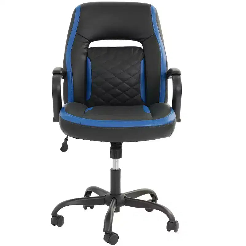 Chaise de jeu Okak avec accoudoirs, chaise croisée avec roulettes, chaise d'ordinateur rembourrée pour étude, bureau, salle de jeux