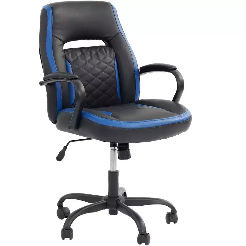 Chaise de jeu Okak avec accoudoirs, chaise croisée avec roulettes, chaise d'ordinateur rembourrée pour étude, bureau, salle de jeux