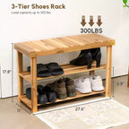 Banc à chaussures GDFStudio Dominic rustique à 3 niveaux en bois d'acacia