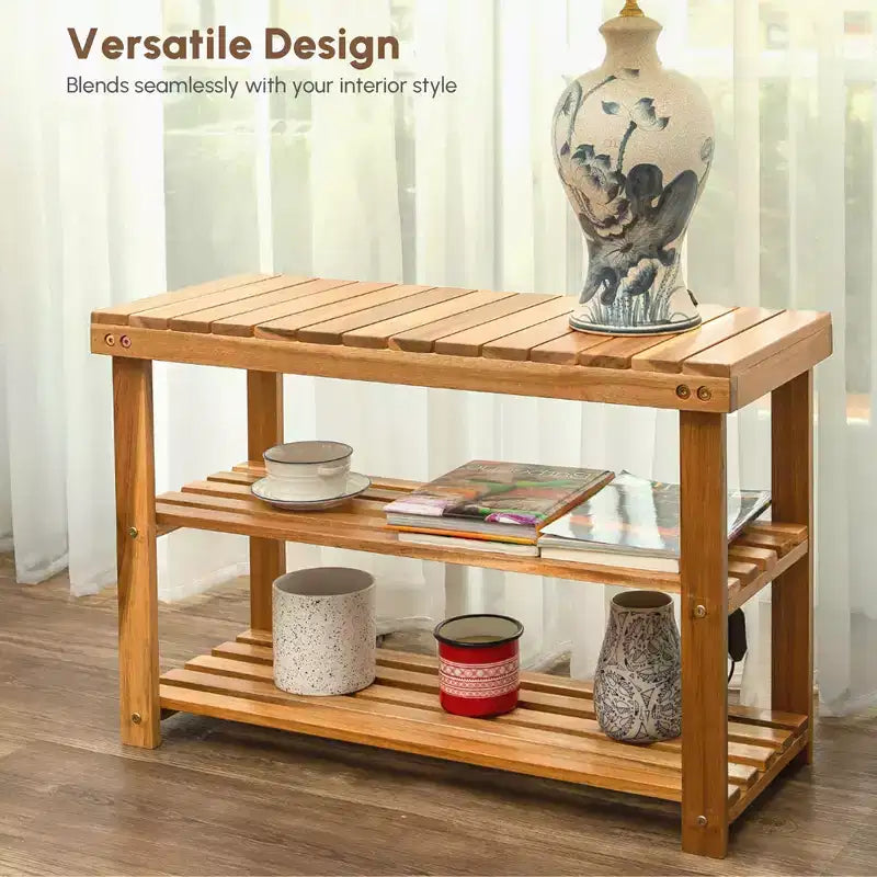 Banc à chaussures GDFStudio Dominic rustique à 3 niveaux en bois d'acacia
