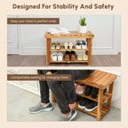 Banc à chaussures GDFStudio Dominic rustique à 3 niveaux en bois d'acacia
