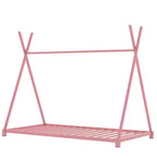 Lit au sol Bellemave taille jumeau pour enfants, lit au sol Montessori en métal pour enfants lit tente avec lattes, rose