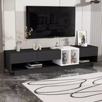 Meuble TV bicolore Whisen 80 avec compartiments de rangement polyvalents, console multimédia fonctionnelle