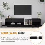 Meuble TV bicolore Whisen 80 avec compartiments de rangement polyvalents, console multimédia fonctionnelle