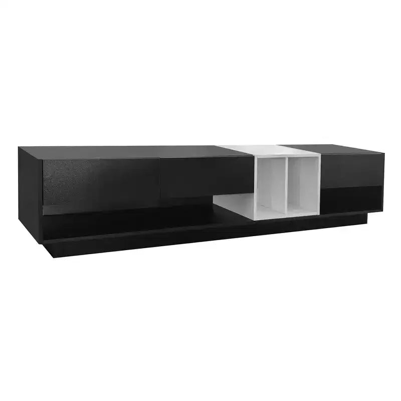 Meuble TV bicolore Whisen 80 avec compartiments de rangement polyvalents, console multimédia fonctionnelle