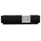 Meuble TV bicolore Whisen 80 avec compartiments de rangement polyvalents, console multimédia fonctionnelle