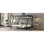 Bellemave Lit Superposé Jumeau XL sur Grand Lit pour Adultes, Cadre Métallique Robuste avec 2 Échelles, Conception Silencieuse, Noir
