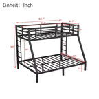 Bellemave Lit Superposé Jumeau XL sur Grand Lit pour Adultes, Cadre Métallique Robuste avec 2 Échelles, Conception Silencieuse, Noir