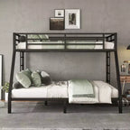 Bellemave Lit Superposé Jumeau XL sur Grand Lit pour Adultes, Cadre Métallique Robuste avec 2 Échelles, Conception Silencieuse, Noir