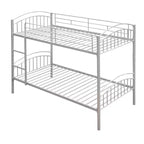 Bellemave Lit Superposé en Métal Jumeau sur Jumeau avec Échelle et Barrière de Sécurité, Convertible en 2 Lits, Robuste, Lit Gain de Place pour Enfants et Adolescents, Argent
