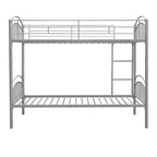Bellemave Lit Superposé en Métal Jumeau sur Jumeau avec Échelle et Barrière de Sécurité, Convertible en 2 Lits, Robuste, Lit Gain de Place pour Enfants et Adolescents, Argent