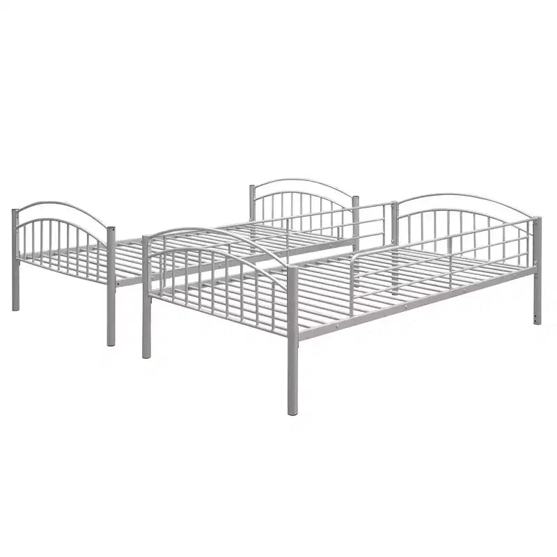 Bellemave Lit Superposé en Métal Jumeau sur Jumeau avec Échelle et Barrière de Sécurité, Convertible en 2 Lits, Robuste, Lit Gain de Place pour Enfants et Adolescents, Argent