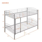 Bellemave Lit Superposé en Métal Jumeau sur Jumeau avec Échelle et Barrière de Sécurité, Convertible en 2 Lits, Robuste, Lit Gain de Place pour Enfants et Adolescents, Argent