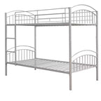 Bellemave Lit Superposé en Métal Jumeau sur Jumeau avec Échelle et Barrière de Sécurité, Convertible en 2 Lits, Robuste, Lit Gain de Place pour Enfants et Adolescents, Argent