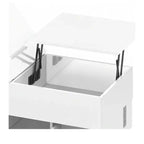 Table basse rectangulaire relevable LED haute brillance avec station de charge et 2 tiroirs de rangement, étagère ouverte pour salon