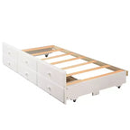 Lit superposé jumeau sur jumeau avec lit gigogne, lit superposé en bois avec 3 tiroirs de rangement et rail de sécurité, convertible en 2 lits