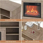 Meuble TV console de ferme 58 pouces avec étagères de rangement, cheminée 23 pouces avec flamme réglable sur 3 niveaux pour le salon