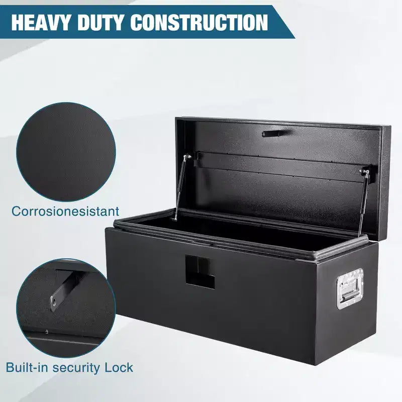 Boîte à outils robuste en aluminium pour benne de camion, boîte à outils en tôle larmée avec poignée latérale et clés de verrouillage, organiseur de rangement pour pick-up, benne de camion