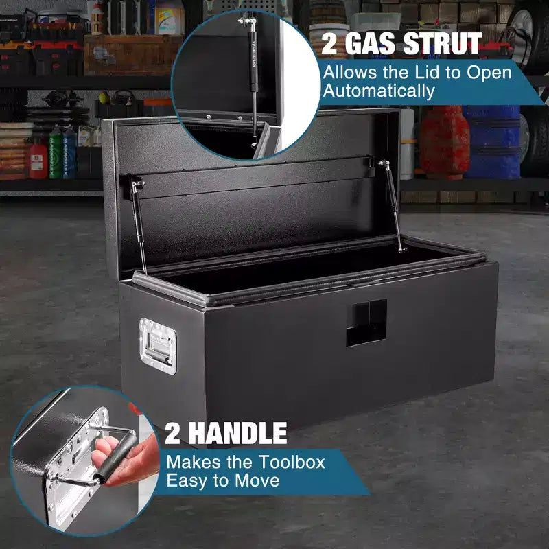 Boîte à outils robuste en aluminium pour benne de camion, boîte à outils en tôle larmée avec poignée latérale et clés de verrouillage, organiseur de rangement pour pick-up, benne de camion