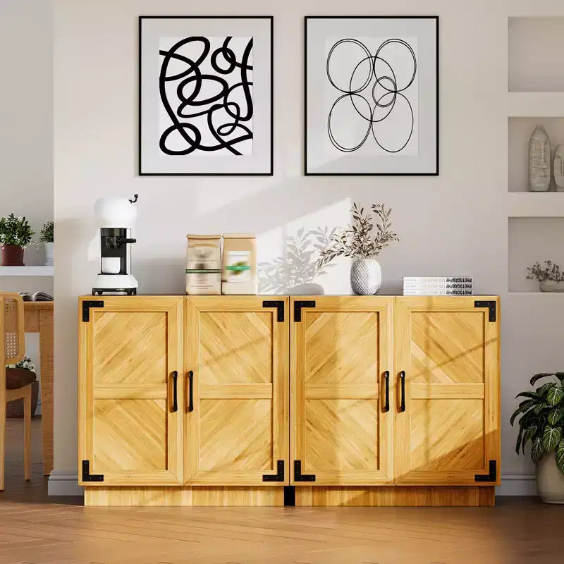 Buffet avec rangements - Enfilade de style rustique moderne avec portes et étagères réglables, Meuble de rangement de cuisine, Meuble de bar à café