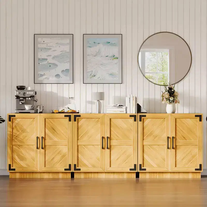 Buffet avec rangements - Enfilade de style rustique moderne avec portes et étagères réglables, Meuble de rangement de cuisine, Meuble de bar à café