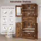 Meuble de salle de bain haut Coolmee de 170 cm avec 4 portes et tiroir basculant en verre, armoire de rangement avec étagères réglables, organisateur autoportant pour la maison
