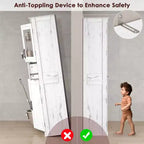 Meuble de salle de bain haut Coolmee de 170 cm avec 4 portes et tiroir basculant en verre, armoire de rangement avec étagères réglables, organisateur autoportant pour la maison