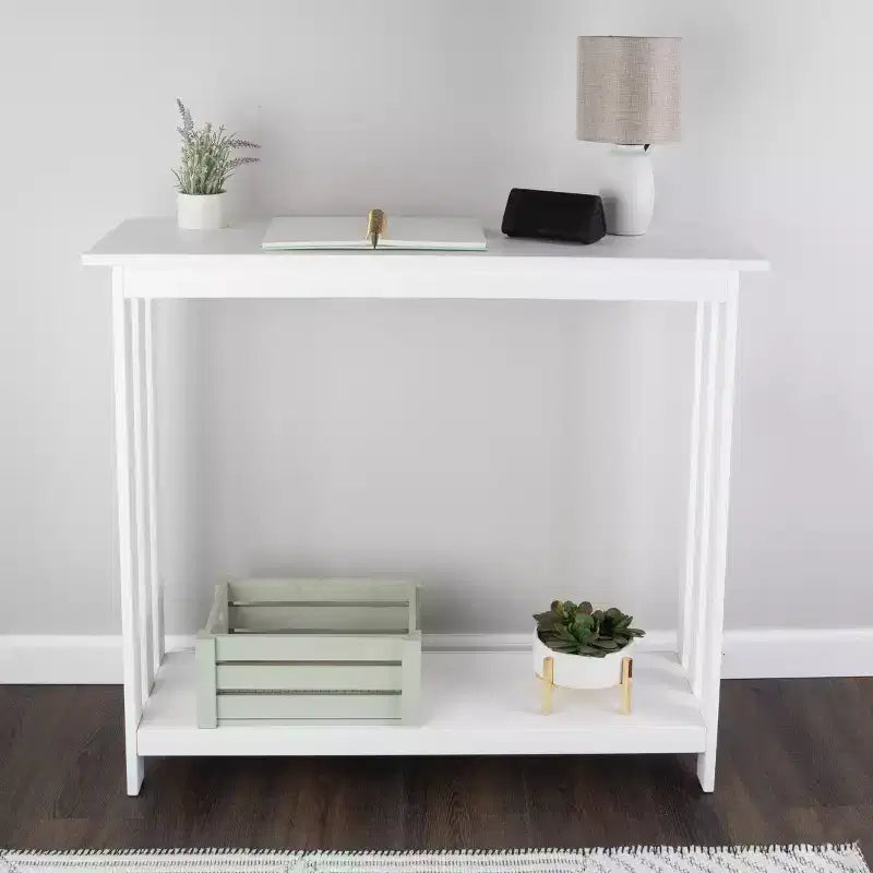 Console étroite à 2 niveaux Lavish Home, blanc
