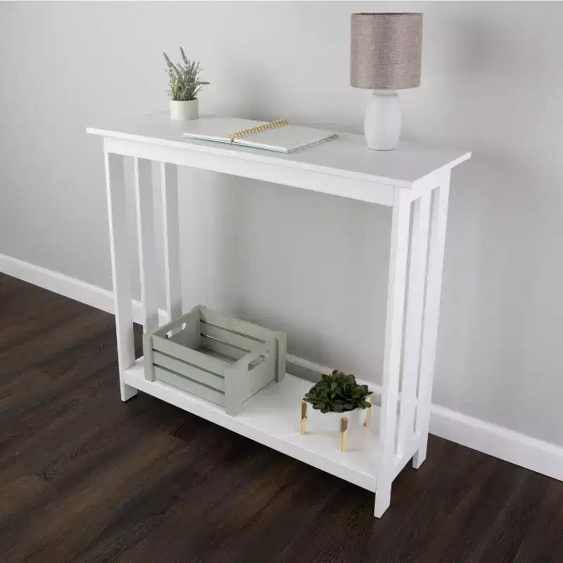 Console étroite à 2 niveaux Lavish Home, blanc