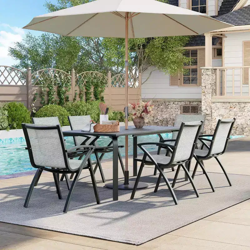 4-Pack Aluminum Patio Dining Chairs with Quick-Dry Textilene Mesh, Ergonomic Outdoor Seating for Poolside, Garden, Deck, and Commercial Use