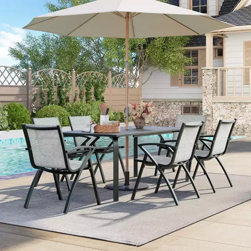 4-Pack Aluminum Patio Dining Chairs with Quick-Dry Textilene Mesh, Ergonomic Outdoor Seating for Poolside, Garden, Deck, and Commercial Use