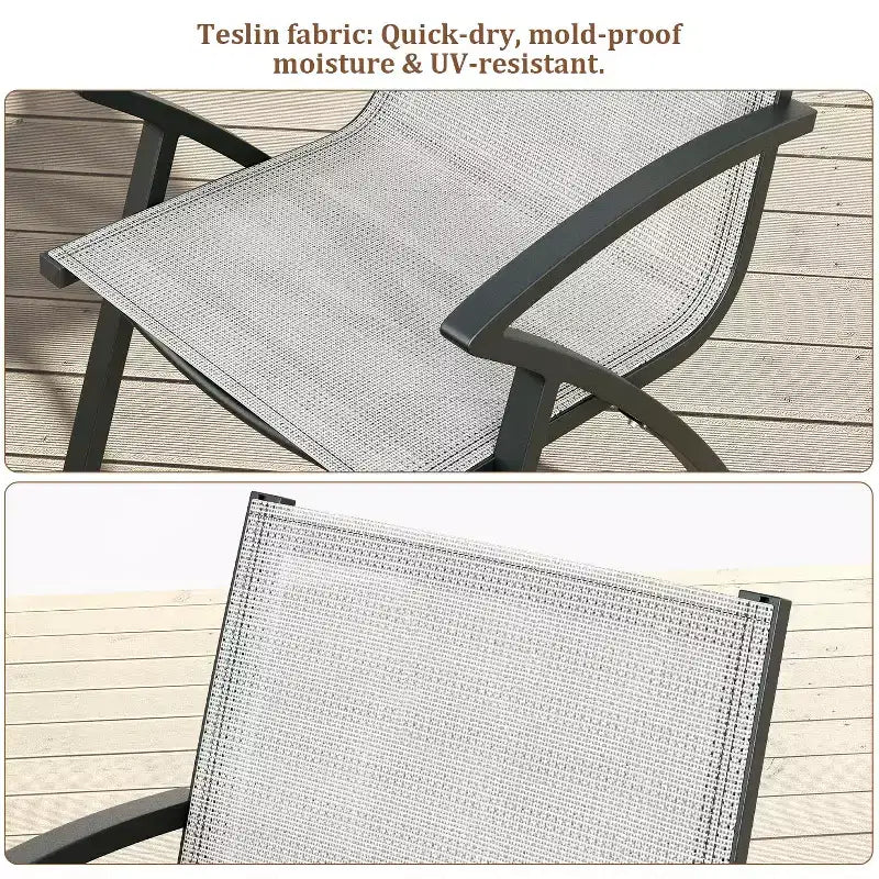 Lot de 4 chaises de salle à manger de patio en aluminium avec maille Textilène à séchage rapide, sièges ergonomiques d'extérieur pour piscine, jardin, terrasse et usage commercial