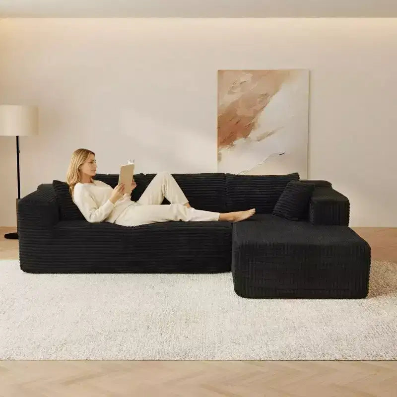 Famapy Canapé d'angle moderne compressé : Confort et style pour les espaces de vie contemporains, canapé en coton compressé sans assemblage avec méridienne.
