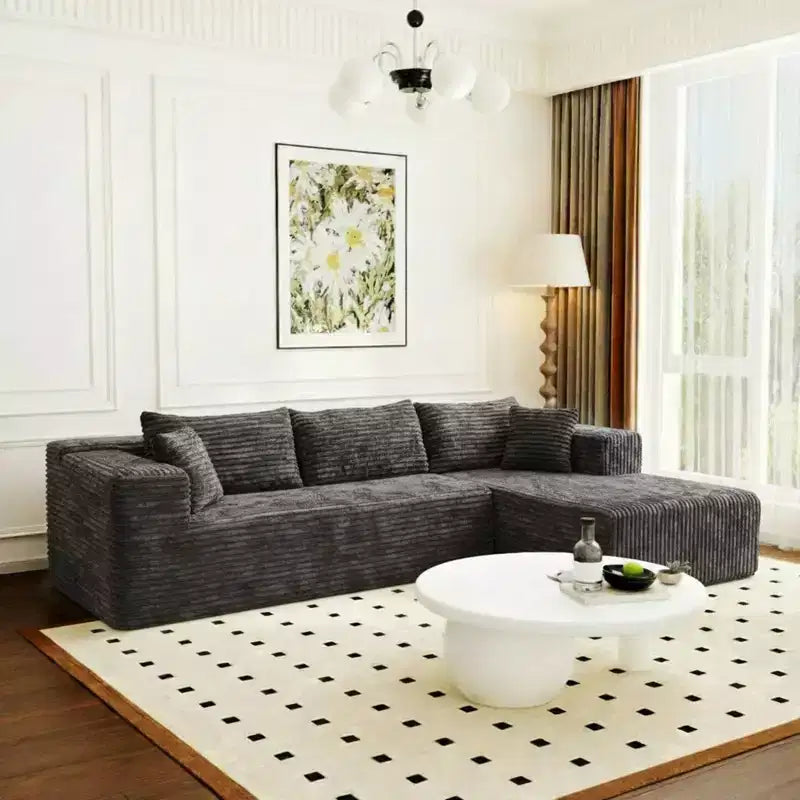 Famapy Canapé d'angle moderne compressé : Confort et style pour les espaces de vie contemporains, canapé en coton compressé sans assemblage avec méridienne.
