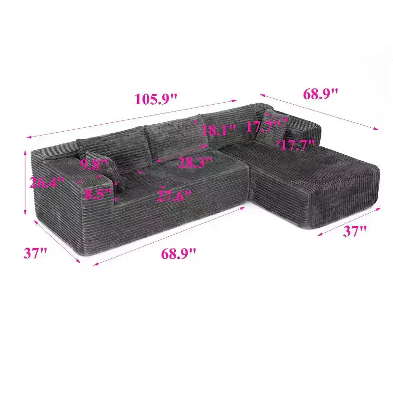 Famapy Canapé d'angle moderne compressé : Confort et style pour les espaces de vie contemporains, canapé en coton compressé sans assemblage avec méridienne.
