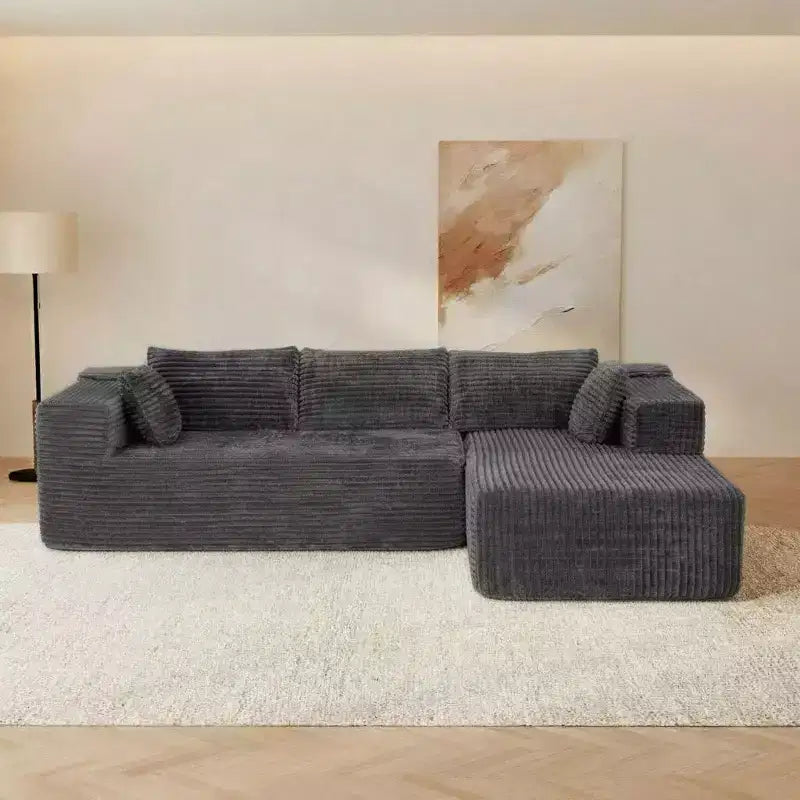 Famapy Canapé d'angle moderne compressé : Confort et style pour les espaces de vie contemporains, canapé en coton compressé sans assemblage avec méridienne.