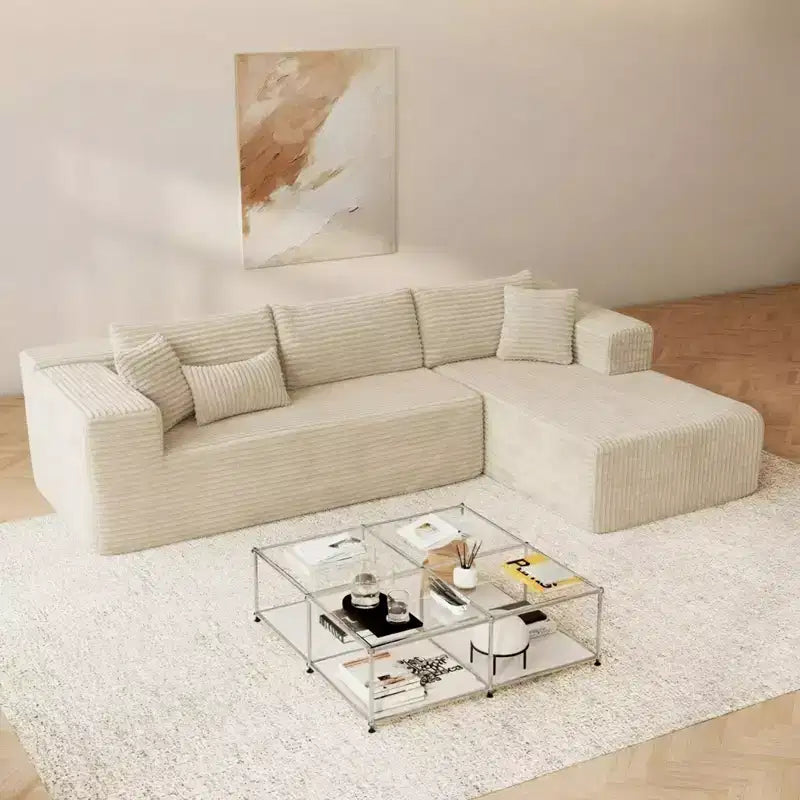 Famapy Canapé d'angle moderne compressé : Confort et style pour les espaces de vie contemporains, canapé en coton compressé sans assemblage avec méridienne.