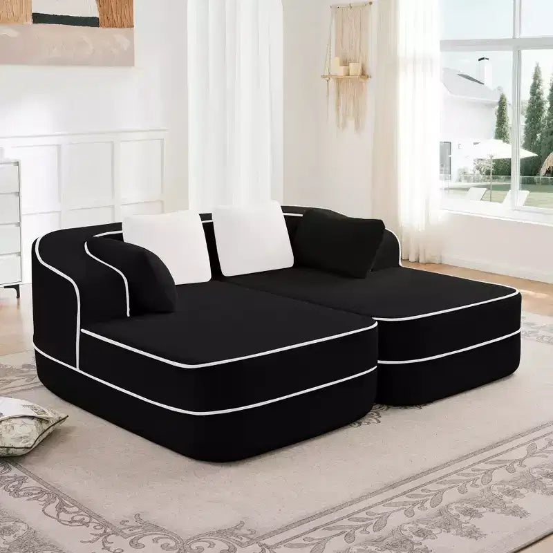 77.2 Canapé Teddy, éponge 32D, sans ossature, deux chaises longues, convertible, couleur contrastée, symétrique, salon