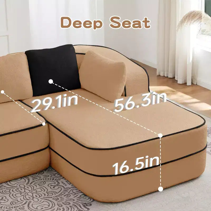 77.2 Canapé Teddy, éponge 32D, sans ossature, deux chaises longues, convertible, couleur contrastée, symétrique, salon