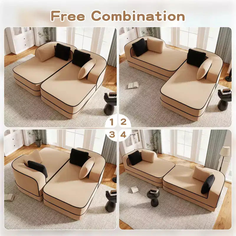 77.2 Canapé Teddy, éponge 32D, sans ossature, deux chaises longues, convertible, couleur contrastée, symétrique, salon
