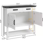 Console de style rustique avec rangement, placard à 2 portes et 2 tiroirs, table buffet multifonctionnelle pour entrée, cuisine, salon