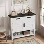 Console de style rustique avec rangement, placard à 2 portes et 2 tiroirs, table buffet multifonctionnelle pour entrée, cuisine, salon