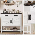Console de style rustique avec rangement, placard à 2 portes et 2 tiroirs, table buffet multifonctionnelle pour entrée, cuisine, salon