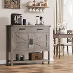 Console de style rustique avec rangement, placard à 2 portes et 2 tiroirs, table buffet multifonctionnelle pour entrée, cuisine, salon
