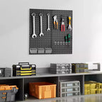 Panneaux perforés métalliques VEVOR, Panneau perforé de 81 x 41 cm, 2 Panneaux, Organisateur mural en acier robuste, Noir