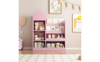 Zevemomo Bibliothèque et Rangement de Jouets pour Enfants à 4 Niveaux, Étagère à Livres en Bois pour Enfants, Rangement de Jouets avec Étagère à Livres pour Salle de Jeux, Salle de Classe, Chambre, Bibliothèque, Rose