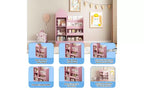 Zevemomo Bibliothèque et Rangement de Jouets pour Enfants à 4 Niveaux, Étagère à Livres en Bois pour Enfants, Rangement de Jouets avec Étagère à Livres pour Salle de Jeux, Salle de Classe, Chambre, Bibliothèque, Rose